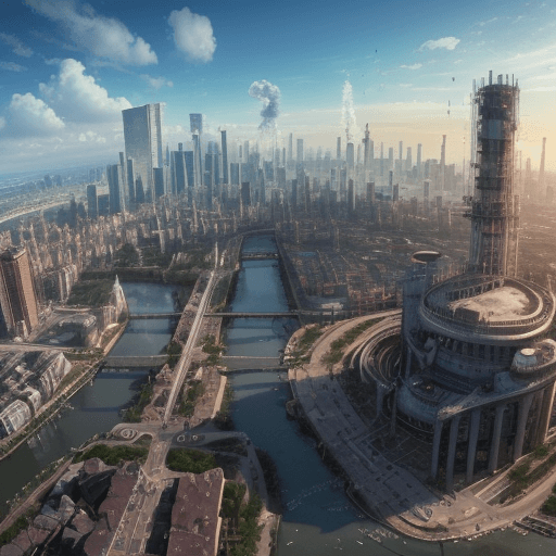 AI generated: a city with bad infrastructure, without products made thanks to the achievements of chemistry 4k Hdr