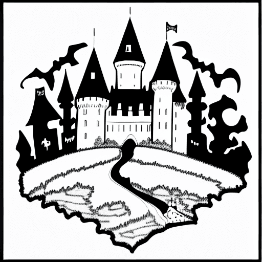 AI generated: Design a coloring page with a white background of a haunted castle.