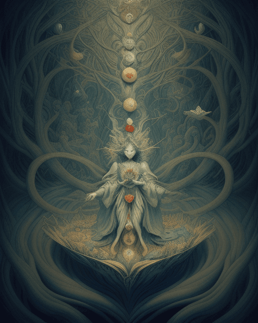 AI generated: An image of a mischievous Fool Tarot Card figure navigating a surreal dreamscape with dynamic, other...
