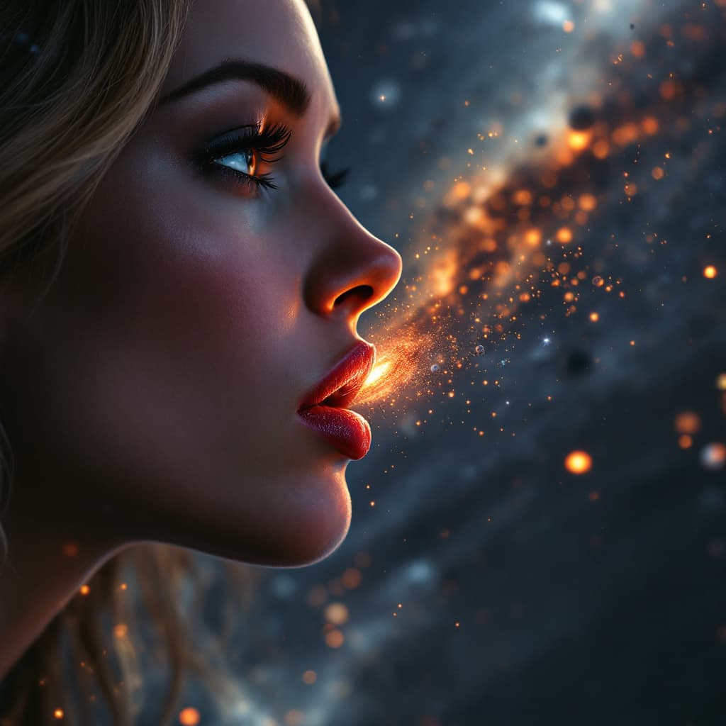 AI generated: enormous giantess brie larson captain marvel
bigger than a galaxy puckered lips floating in space, m...