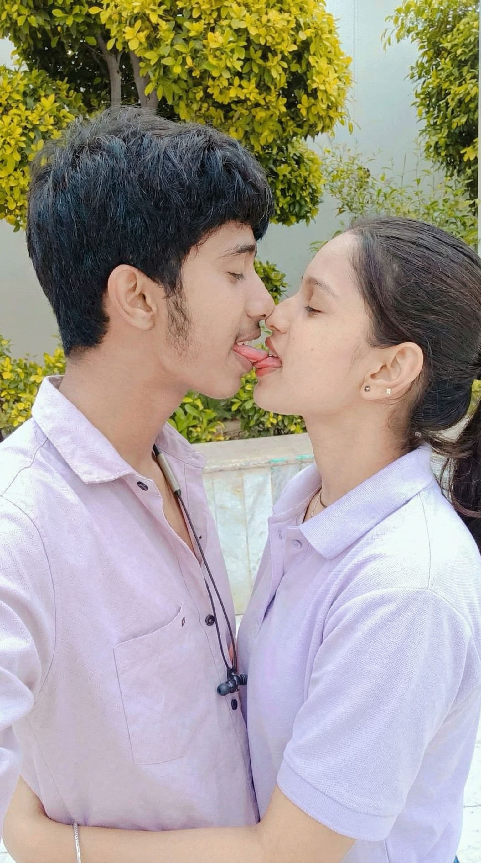 AI generated: A French kiss on tongue to tongue 