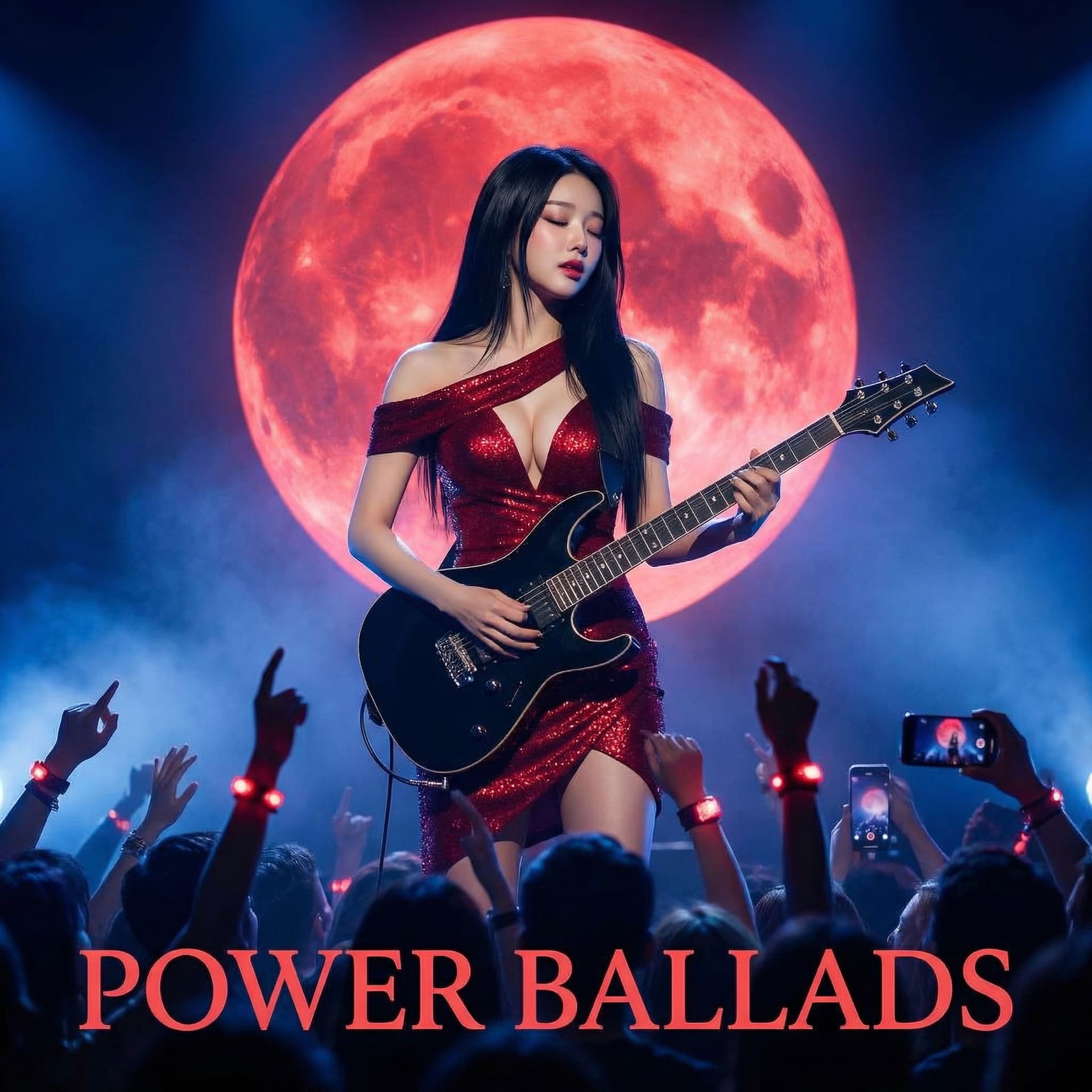 AI generated: - Performer: From the picture provided Asian Female musician with straight black hair, wearing a red...