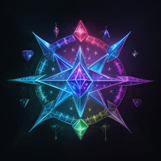 AI generated:  A magic star wand with runes crawling across its handle::2. 5 Artstation Video Game Concept + Dunge...