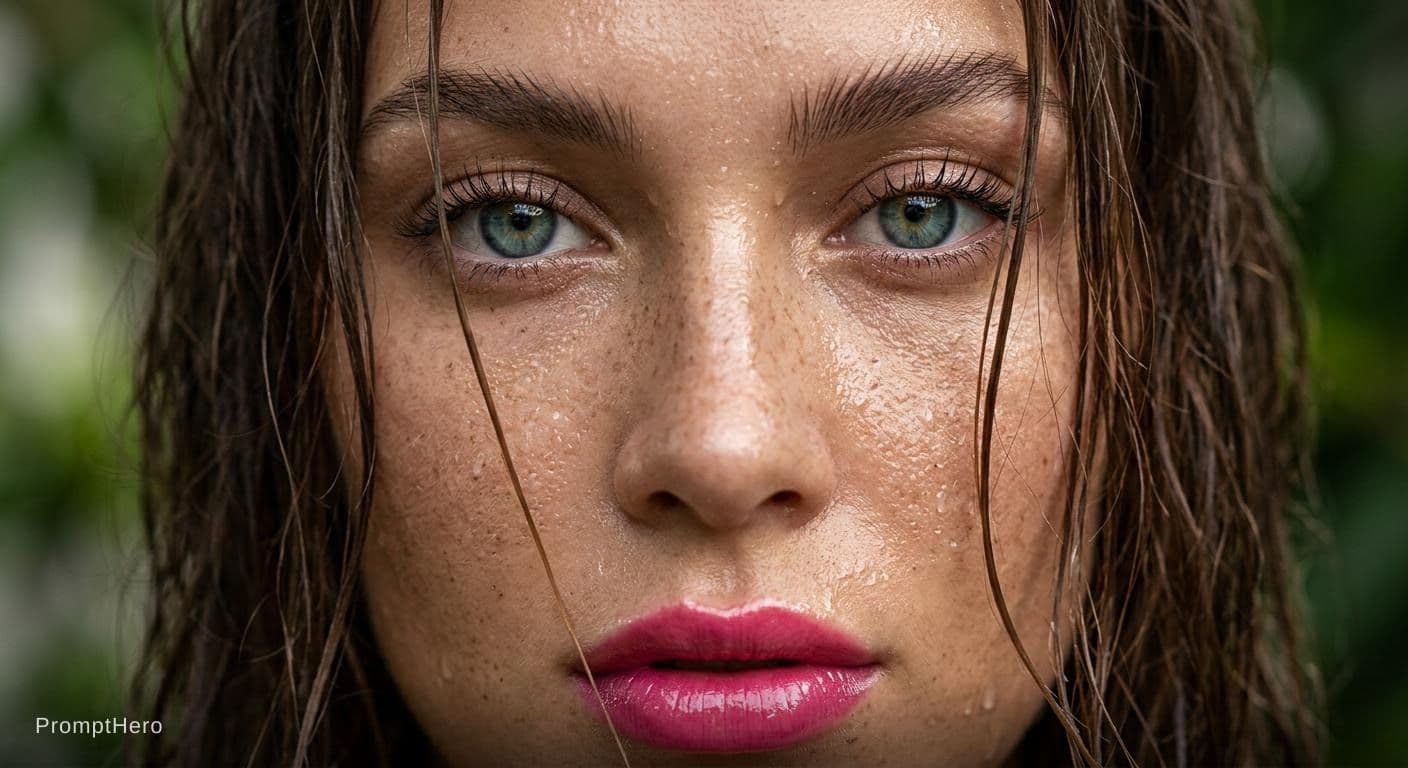 AI generated: {
  "subject": {
    "type": "female model",
    "expression": "pink bold lips",
    "eyes": {
...