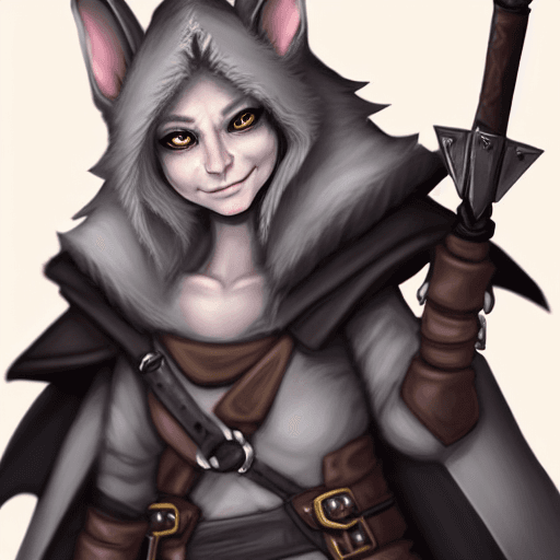 AI generated: female d&d harengon, female dnd rabbitfolk, :: grey fur with light black tipped ears, female rogue w...