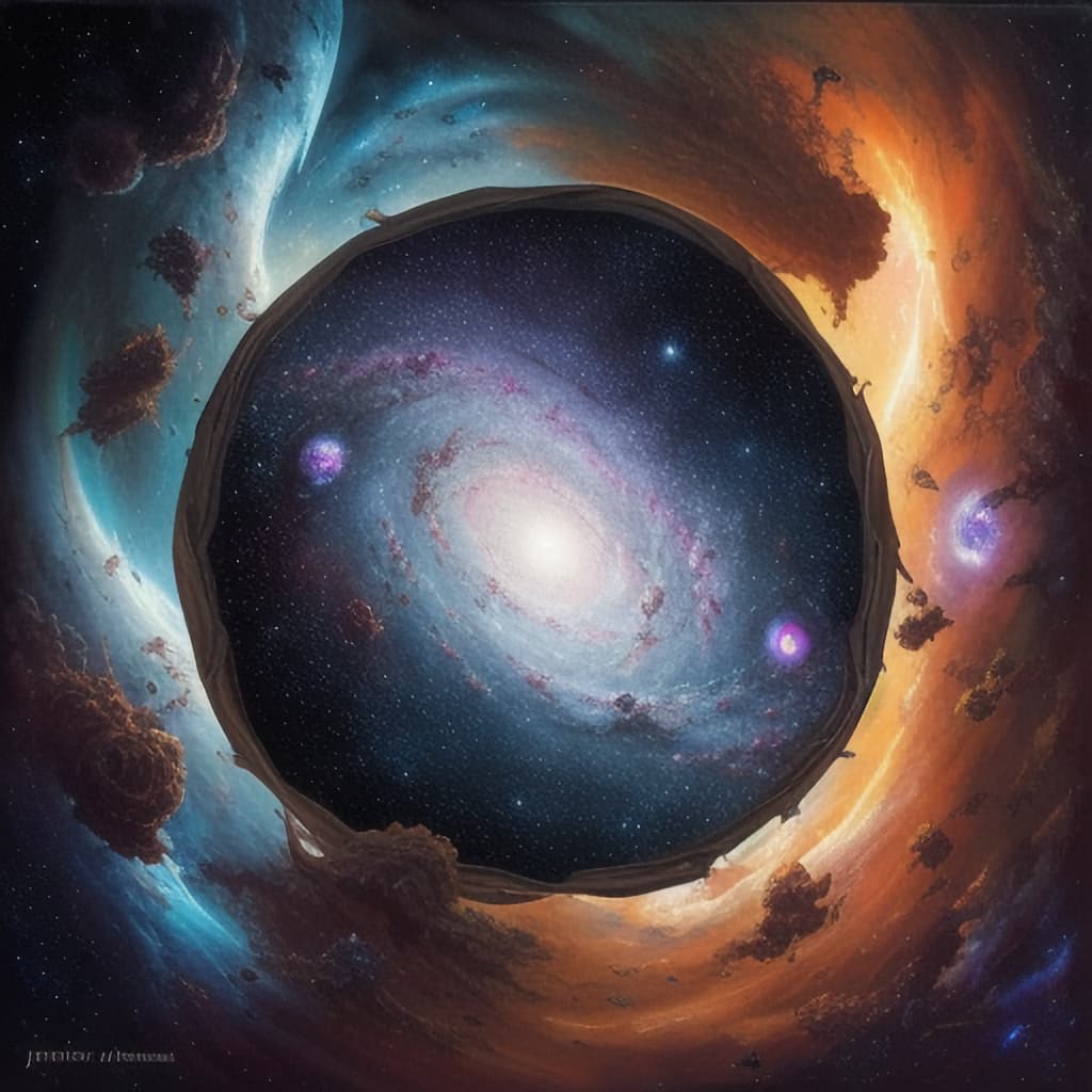 AI generated: A black hole in space,a gate to another Galaxy, beautiful, very high detailed, colorful 
