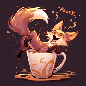AI generated: Expressive Fox T Shirt Vector, Intense expressive cartoon fox jumping in a hot chocolate mug, Hd, by...