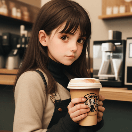 AI generated: A girl holds a coffee