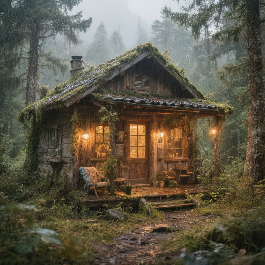 AI generated: 林中小屋