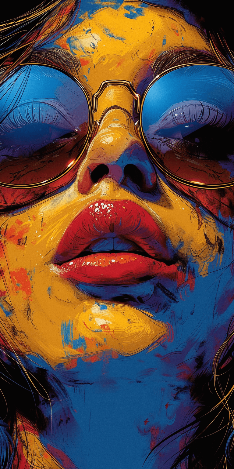 AI generated: an illustration of a girl wearing sunglasses and hat, in the style of mike deodato, bold and colorfu...