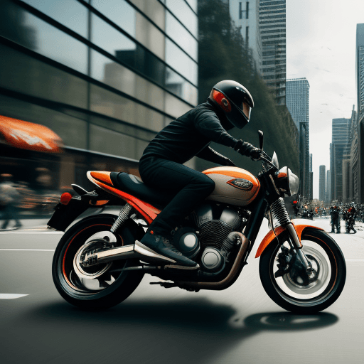 AI generated: photography, dynamic range, in the city, ollie motion with professional Motorbike