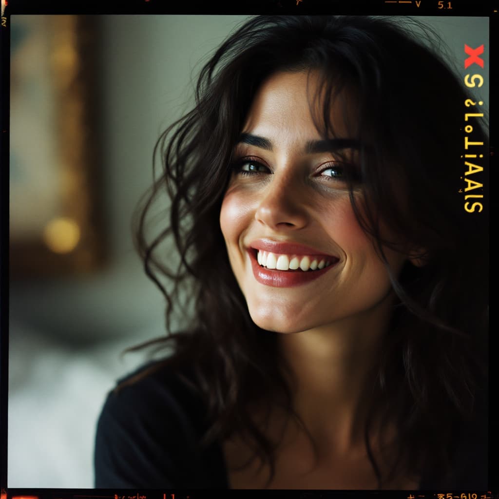 AI generated: Kodak disposable camera photo of a beautiful female, smiling suggestively --q 5 --v 5.1