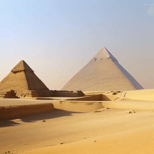 AI generated: Egypt Pyramids in a very advanced civilization