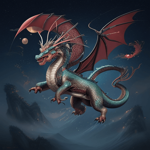 AI generated: Create an image featuring a traditional Chinese Dragon in flight under the night sky. The dragon sho...