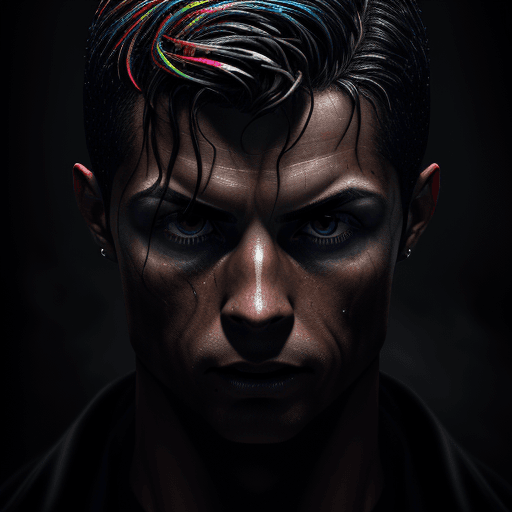 AI generated: Cristiano Ronaldo, in dynamic, atmosphere of darkness and horror, dramatic light, highly detailed, p...