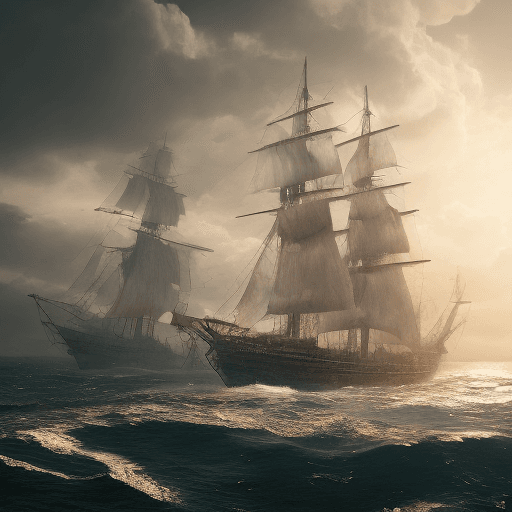 AI generated: Photo of a ultra realistic sailing ship, dramatic light, pale sunrise, cinematic lighting, battered,...