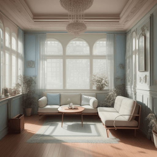 AI generated: High resolution photography interior design, dreamy sunken living room conversation pit, wooden floo...
