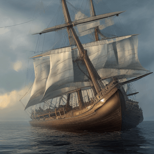AI generated: Photo of a ultra realistic sailing ship, dramatic light, pale sunrise, cinematic lighting, battered,...