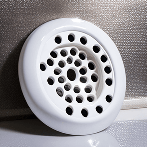 AI generated: polished plughole grill surrounded by shiny white enamel