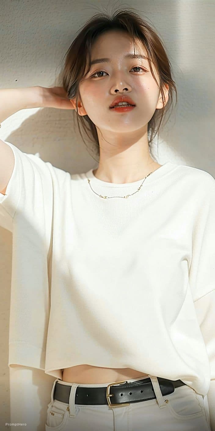 AI generated: A highly detailed, photorealistic, cinematic vertical medium-close-up shot of a stunning young east ...