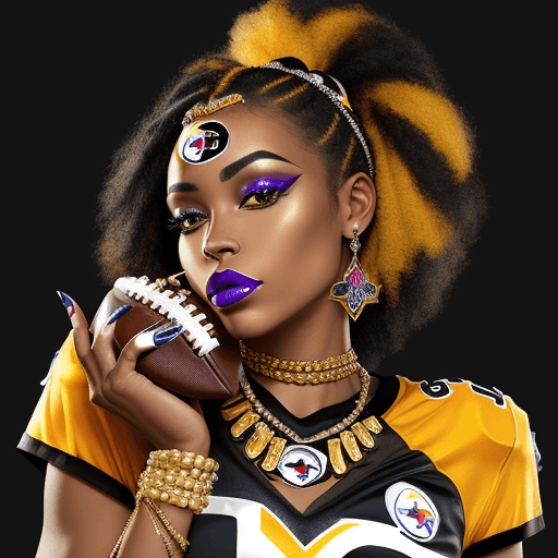 AI generated: A digital photograph capturing the bejeweled and metallic lips of an African American woman adorned ...