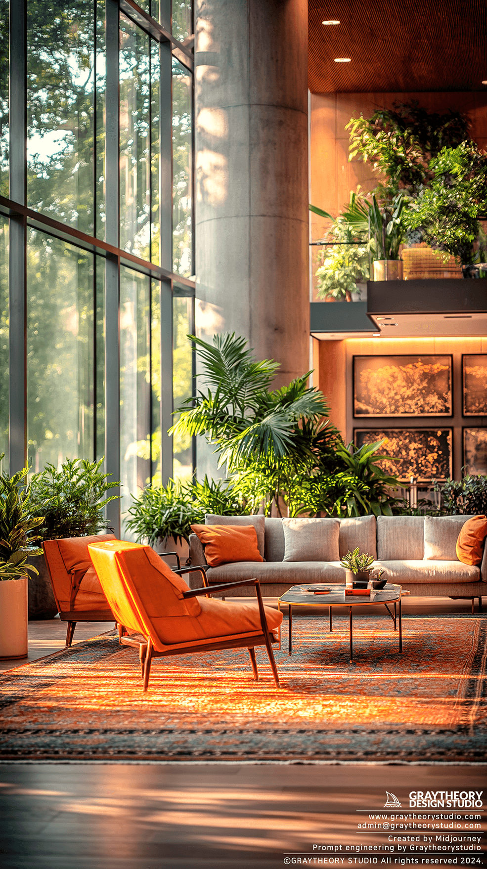 AI generated: reception lounge area, casual, soft, daylight