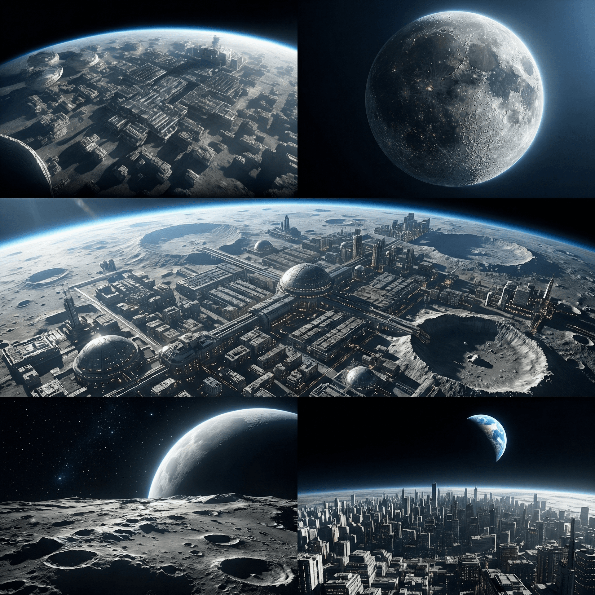 AI generated: Blend and tune the reference images and create other angles of view of Moon City.
Covering all of th...