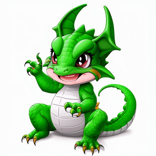 AI generated: happy lucky baby dragon only the drawing without fill color just want the lines