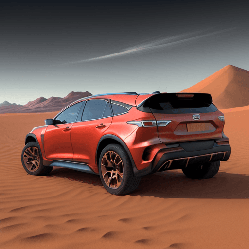 AI generated: Concept Art of a DMC12 car drifting on the red dunes of Mars, rendered in 8K UHD with a focus on the...