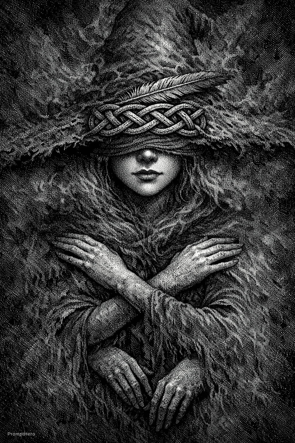 AI generated: Ranni the Witch from Elden Ring, dark psychological symbolic portrait, vertical composition.

Only t...