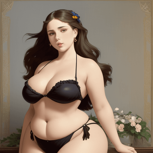AI generated: A charming and alluring girl, amorous, coquettish, glamorous body, bikini model, beautiful face, sto...