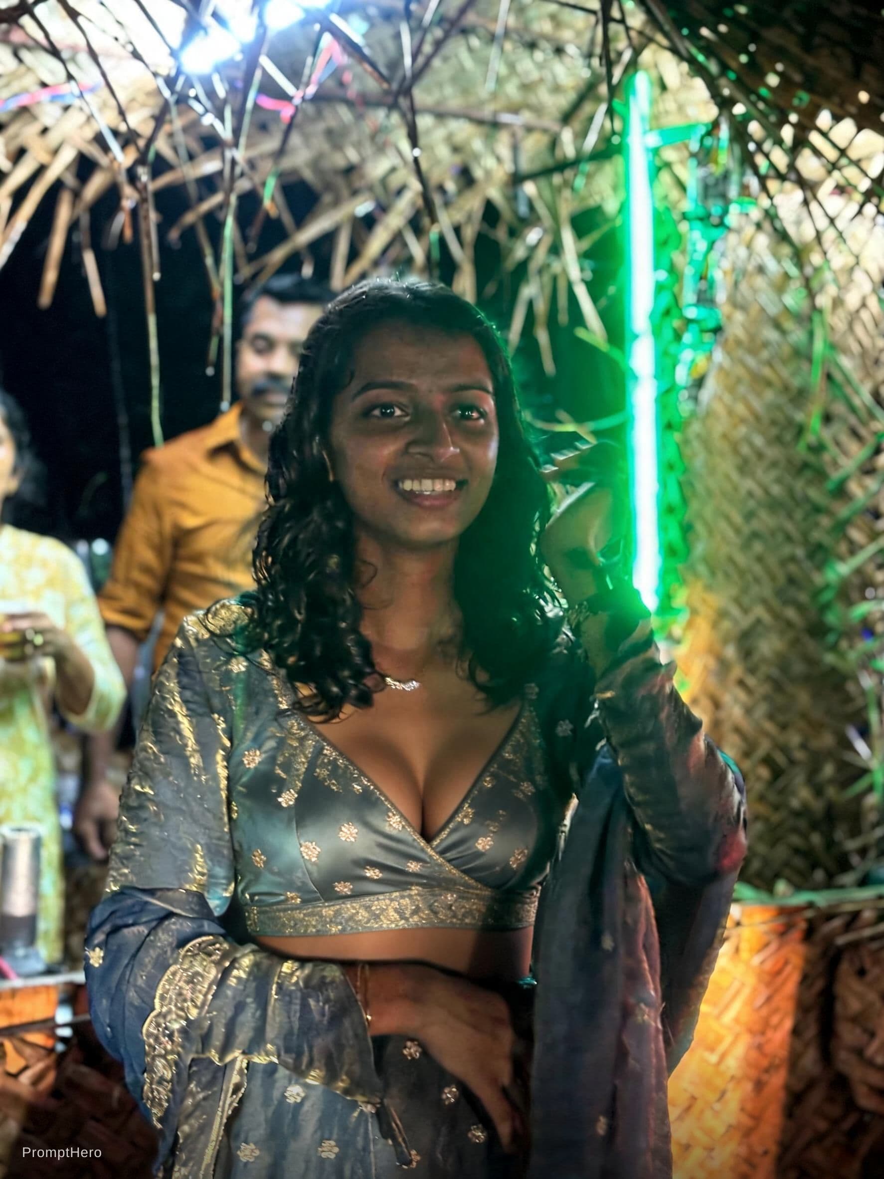 AI generated: Silk Plunging V Neck Saree Crop Top