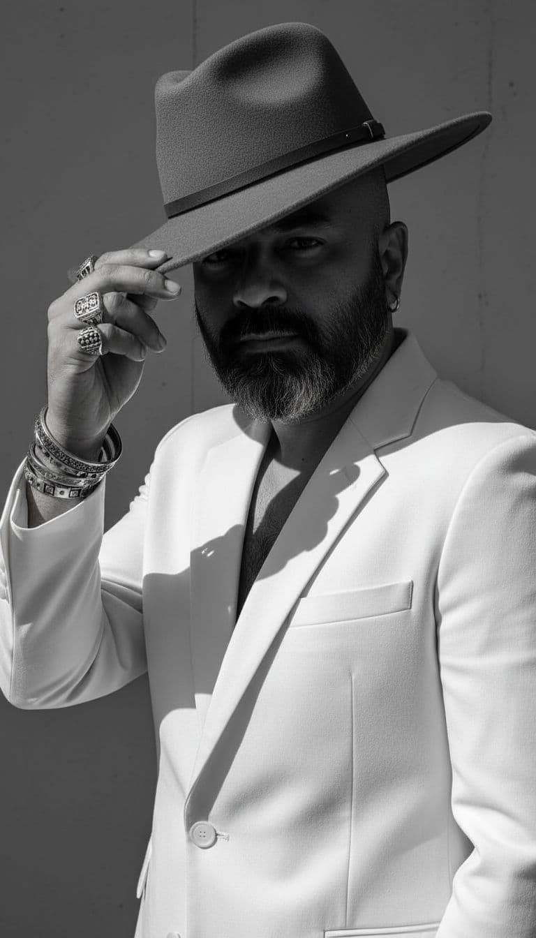 AI generated: Ultra-realistic 8K black-and-white

cinematic editorial portrait of a distinguished man in his lat...