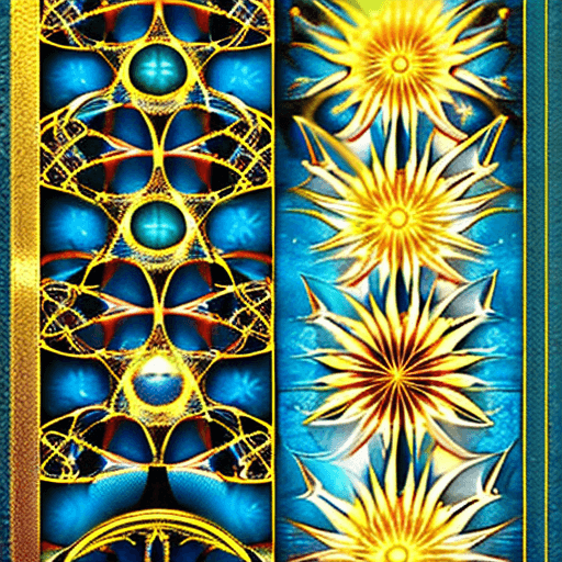 AI generated: the sun and the moon inspired by Alphonse Mucha, high resolution, intricate geometrical, poster fini...