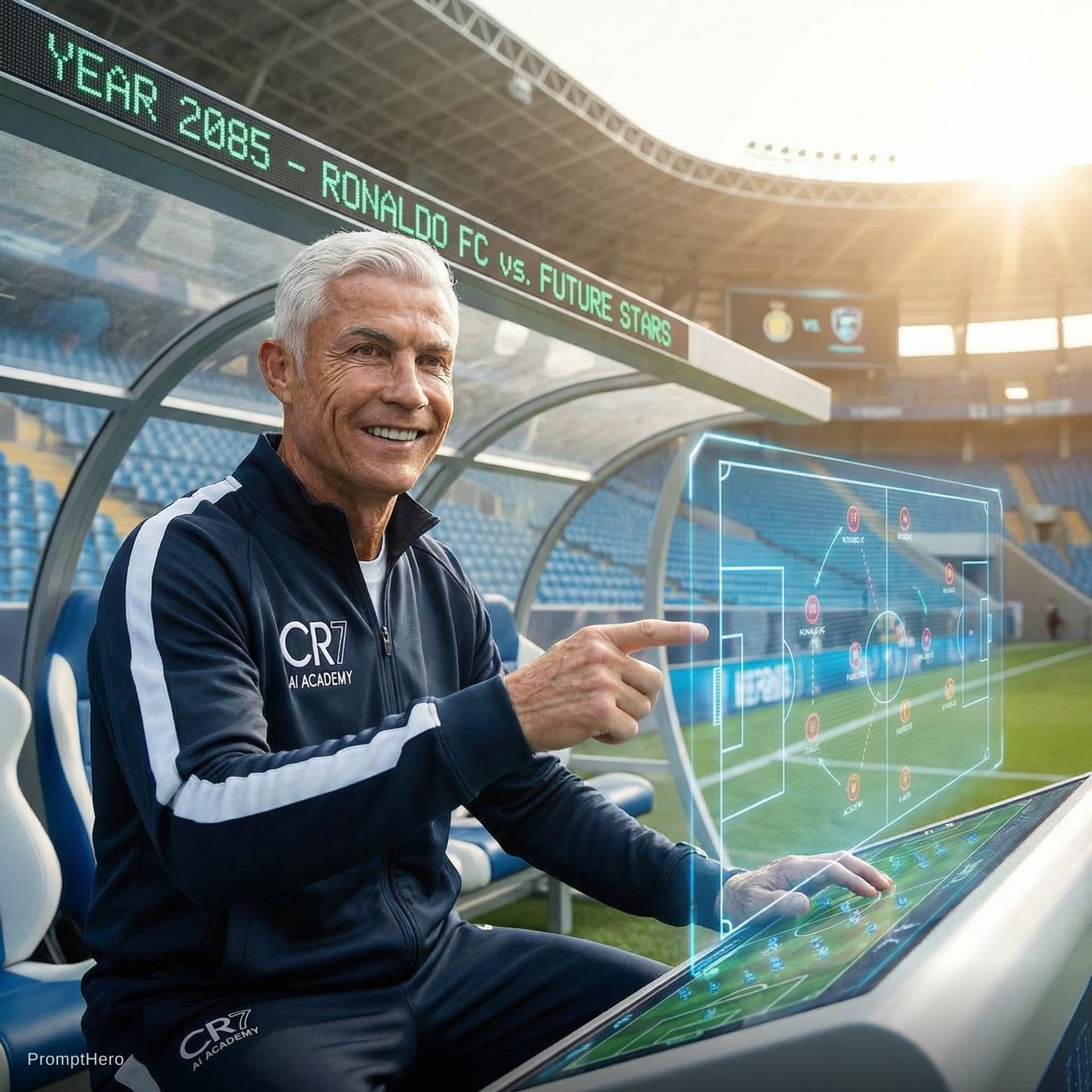 AI generated: AI Ronaldo 100 years old prompt