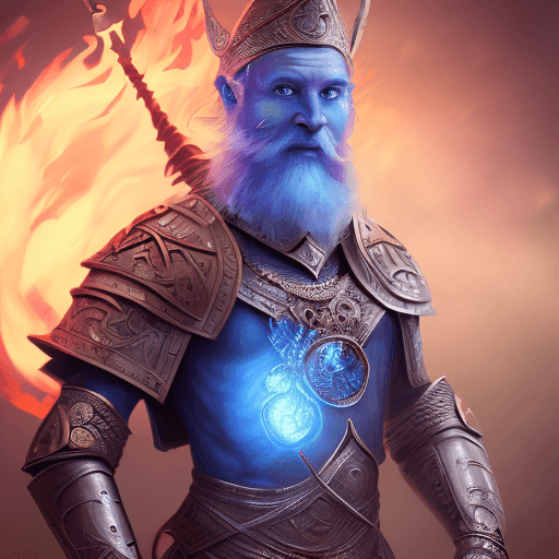 AI generated: mdjrny-v4 style Efreeti, humanoid genie, dungeons and dragons, blurred environment background, magic...