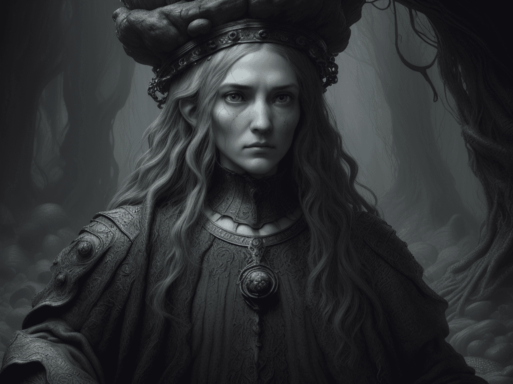 AI generated: mushroom people, intricate, realistic face, detailed portrait, detailed face, insanely detailed, viv...