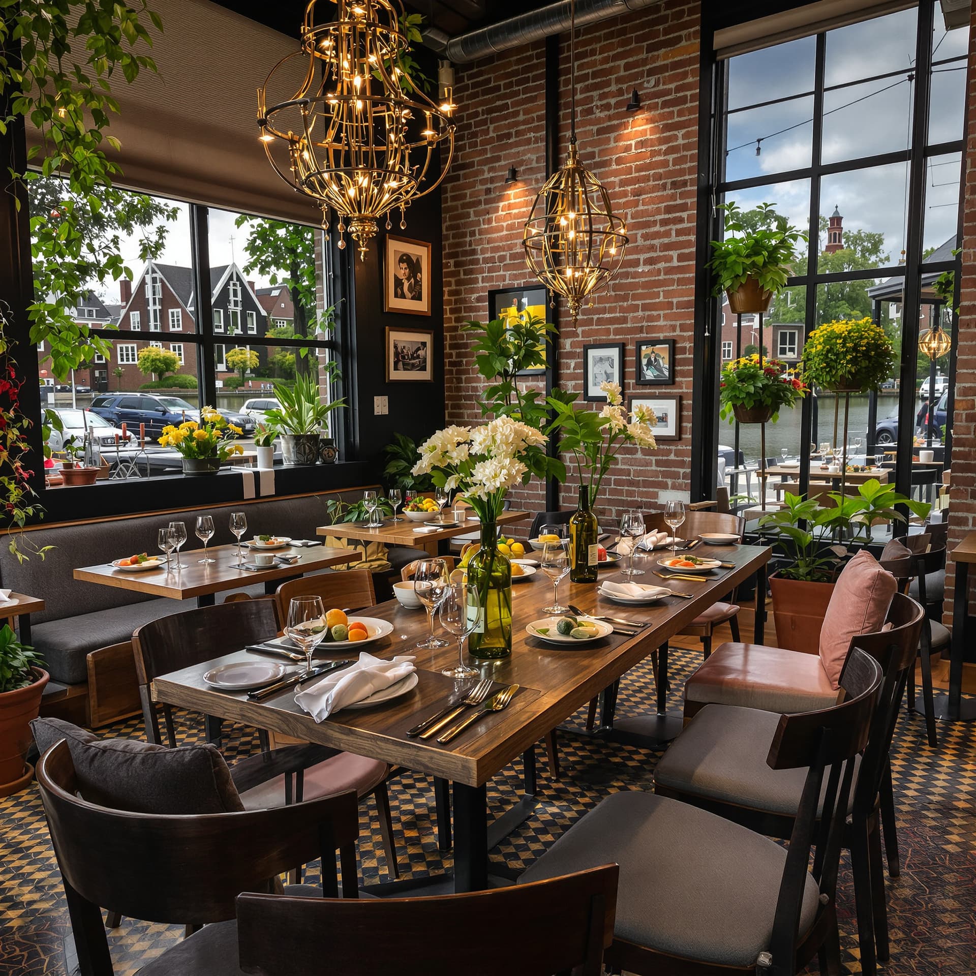 AI generated: hyper photorealistic image of a full table in a dutch restaurant
