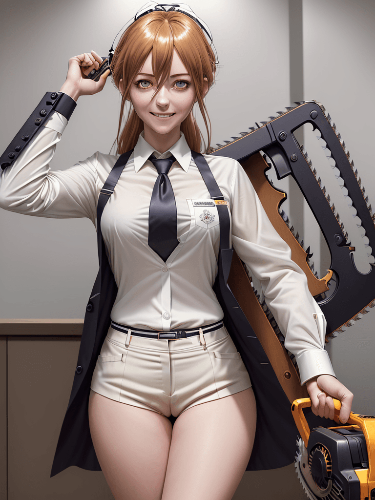 AI generated: masterpiece, best quality, highly detailed,  makima \(chainsaw man\), solo focus, thick thigh, camel...