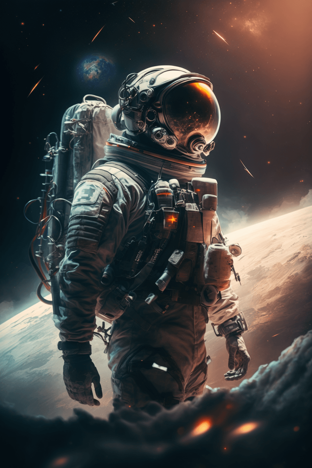 AI generated: an astronaut in a spacesuit, epic fantasy, epic light, satellite imagery, futuristic, ultrarealistic...