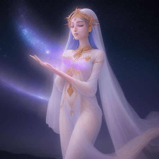 AI generated: Capture the ethereal beauty of a celestial realm adorned with shimmering stars, celestial beings, an...