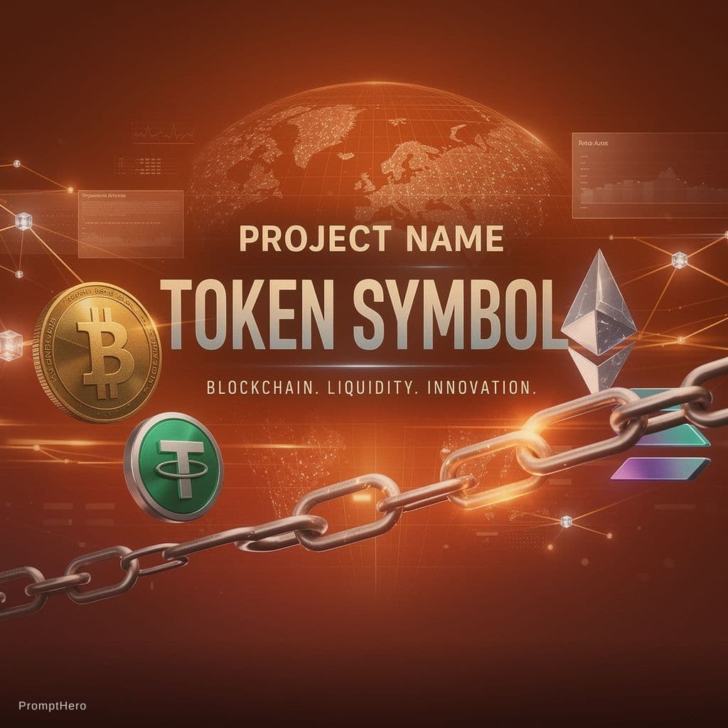 AI generated: Create an ultra-premium cryptocurrency project banner with a powerful futuristic financial technolog...