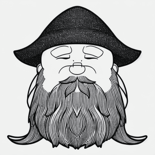 AI generated: A drawing of a gnome in one-line drawing, figure outline only, single line, simple, in the style of ...