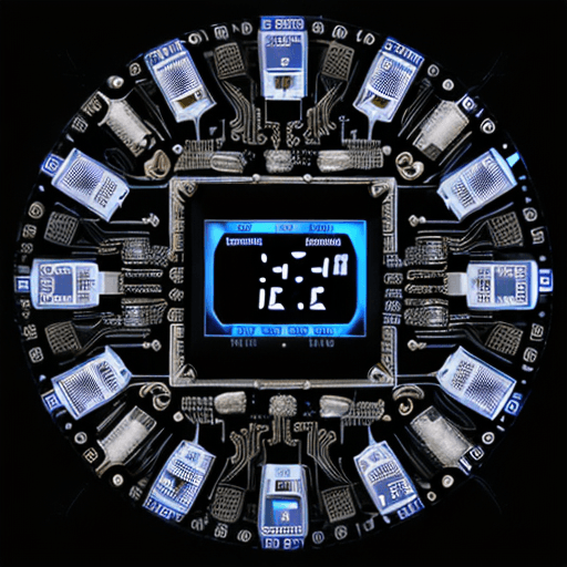 AI generated: high tech electronic, video production, curious device, theatre digital media, digital clock, circui...