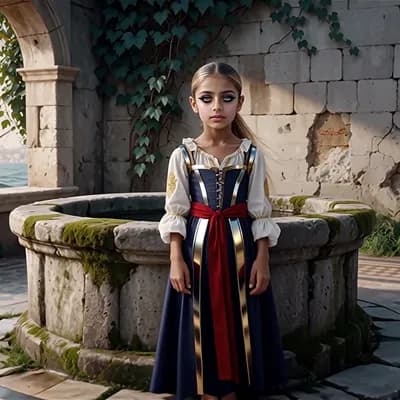 AI generated video: A professional portrait of an extraordinarily beautiful eleven-year-old girl from 19th century Istan...