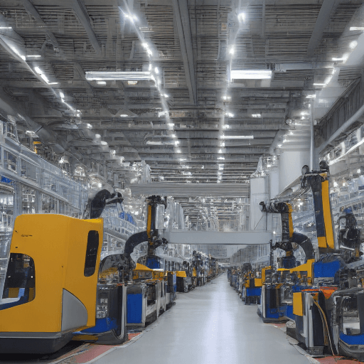 AI generated: A impressive a real image of a modern factory in the era of Industry 4.0, with advanced robots worki...