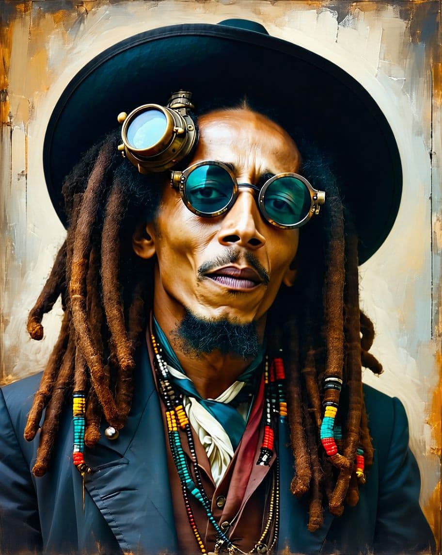AI generated: Steampunk Portrait of Bob Marley 