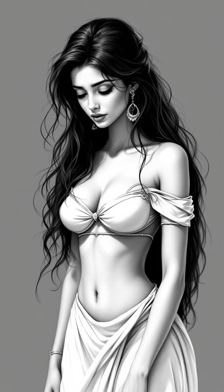 AI generated: .Full body view Pencil tip:
This black and white drawing is a surprisingly realistic pencil illustra...