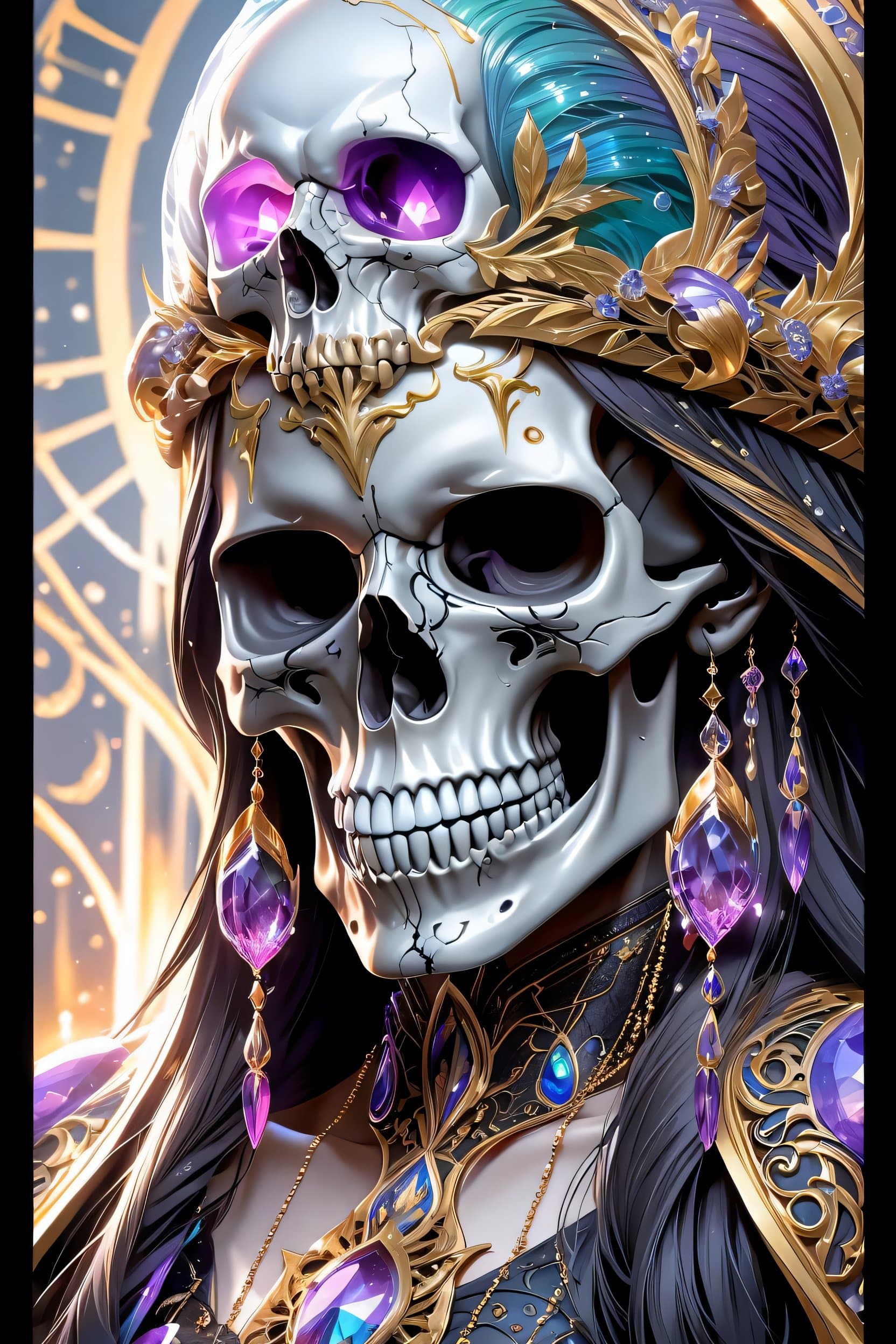 AI generated: Skull demon sorcerer Concept art portrait by Terese Nielsen, Brom, Miho Hirano, hyperdetailed intric...
