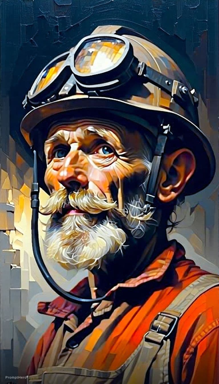 AI generated: a portrait of an old coal miner in 19th century, beautiful painting with highly detailed face by gre...